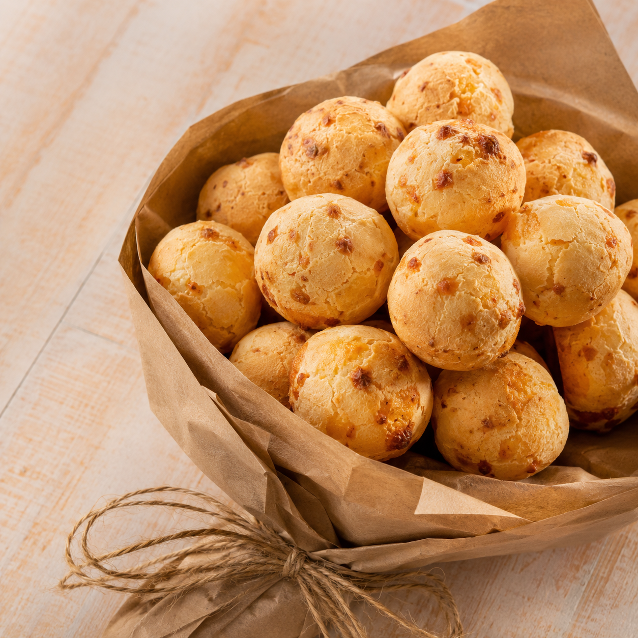 Pães de queijo sendo preparados